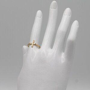 Jewelry ring cross religious size 6.5 yellow gold tone dainty minimalist new